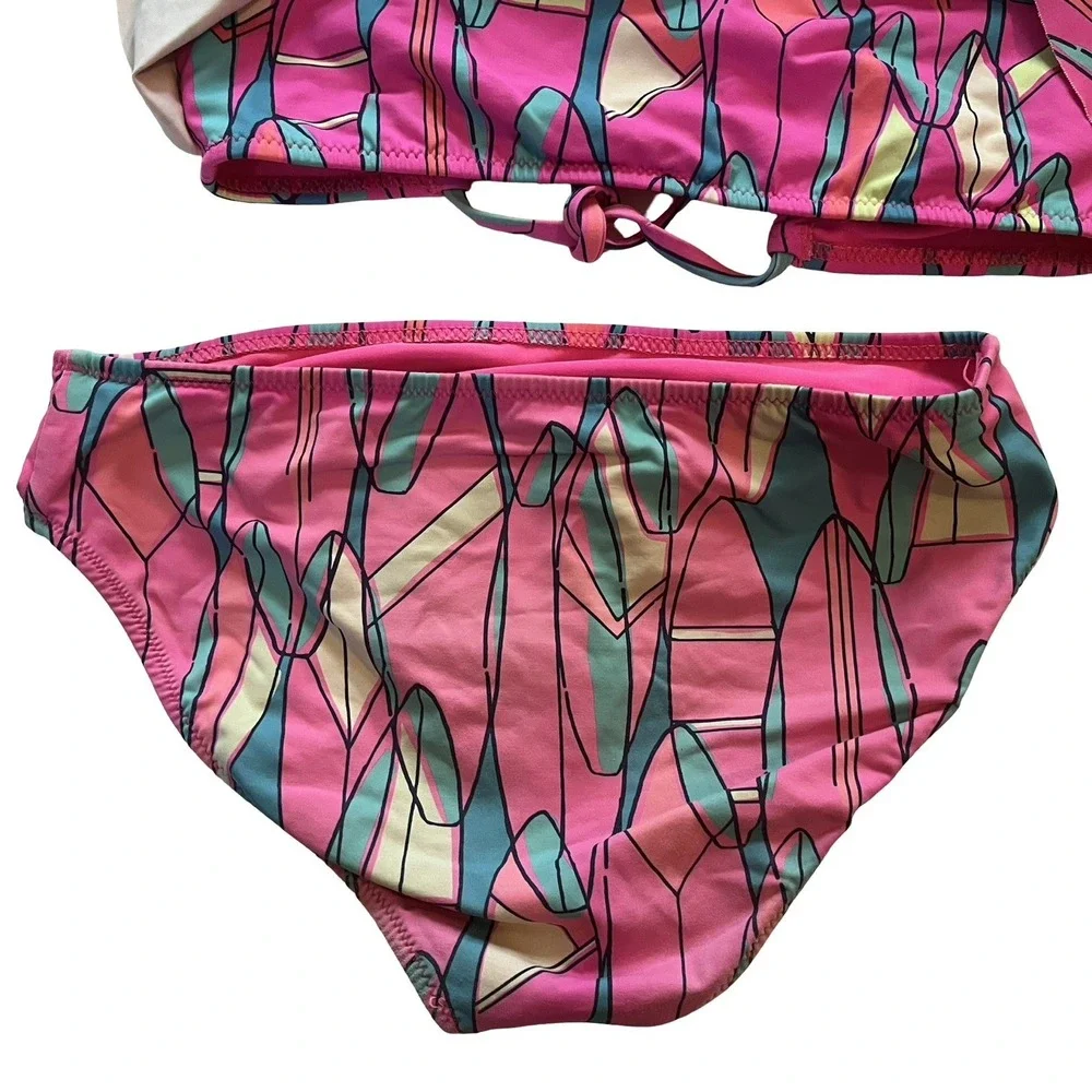 Vineyard Vines Size 6 Bikini Pink Surfboard‎ Abstract Tie Back 2-Piece *Wear*